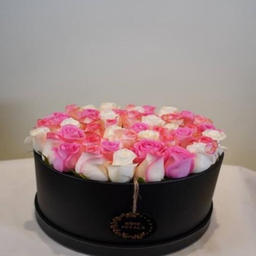 LIGHT PINK AND WHITE ROSES WITH LETHER BOXES