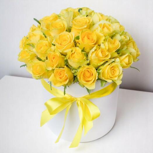 Yellow roses in a box