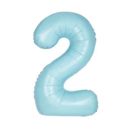 Giant Pastel Blue Number 2 Balloon
