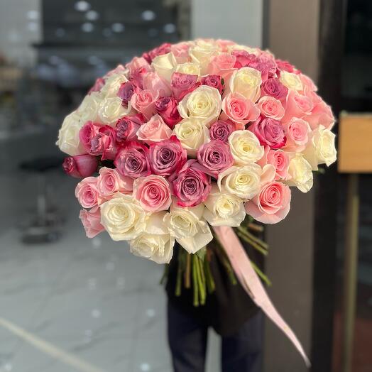 Букет из 101 розы в форме гриба