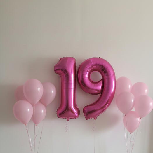 Happy Birthday Pink Number Nineteen Balloon Set – 40 Inch
