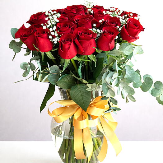 25 Red Roses in Vase – Timeless Love