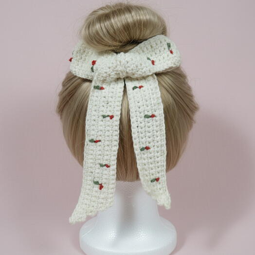 Handmade Crochet Floral Bow Hair Clip 🎀🌷