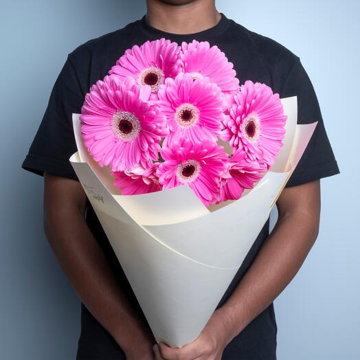 9 розовых гербер 1-5932