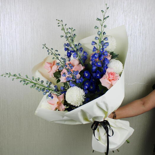Delphinium Rose Chrysanthemum Bouquet 1112
