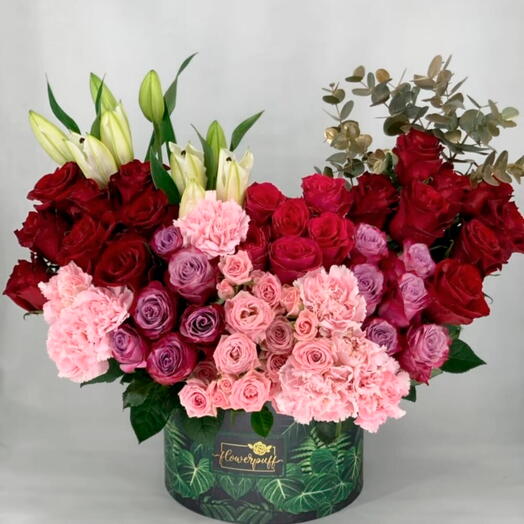 Lush flowers in a box