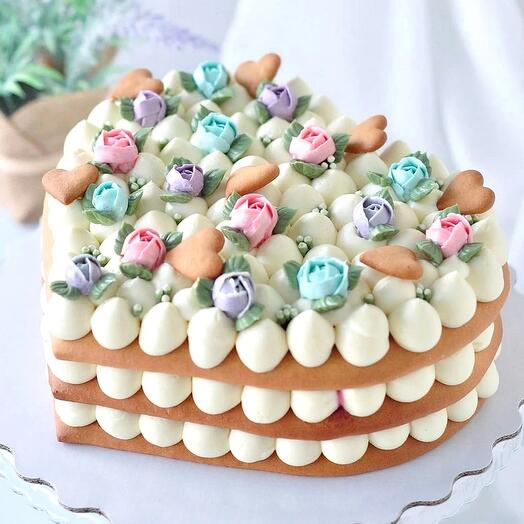 Joli gâteau cœur fleuri 1,5 kg