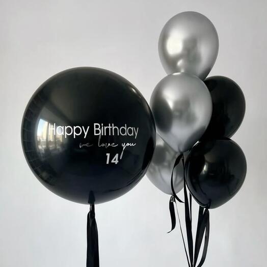 Черные и серебряные воздушные шары