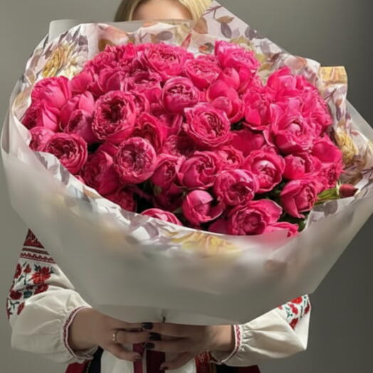 Premium Fuchsia Peony Roses Bouquet