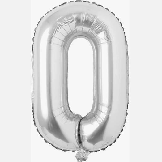 Silver Number Zero Helium Balloon 40 Inches