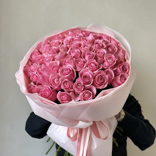 Blushing 51 Pink Roses Luxurious Bouquet For Anniversary or Birthday
