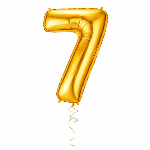 Golden Number Seven Helium Balloon 40 Inches