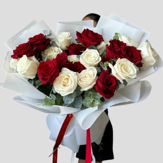 Express _ Bouquet premium rouge et blanc pour un anniversaire (de mariage) ou un anniversaire de naissance