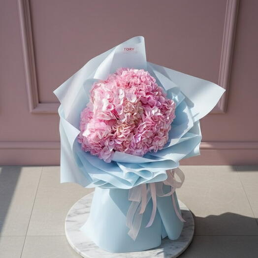 Bouquet de 5 hortensias roses