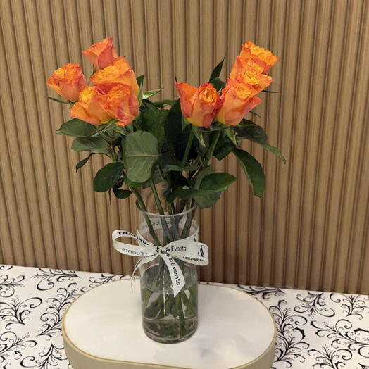 مزهرية ورد برتقالي فاخرة 1128