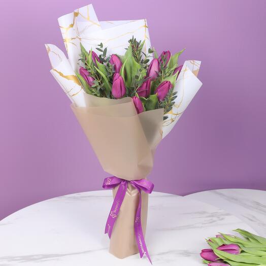 Purple Beauty 11 Tulips Bouquet