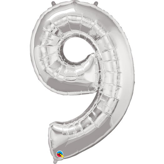 Silver Number Nine Helium Balloon-5336