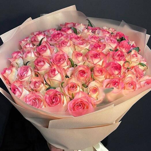 Bouquet of 51 delicate roses bloom