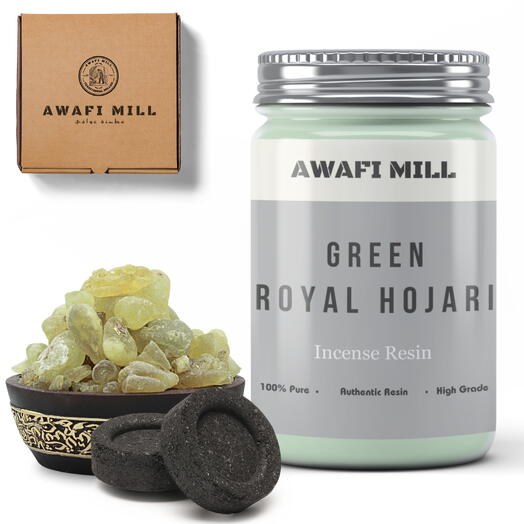 AWAFI MILL Oman Green Hojari | угольные таблетки - бутылка 100 грамм с 20 кусочками угля