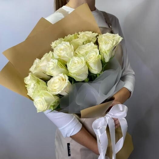 15 Elegant Cream white Rose Bouquet