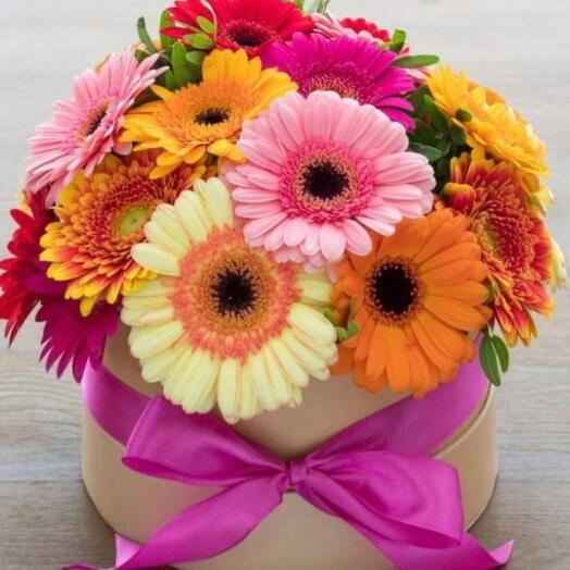 Mixed Gerbera Flowers in a Box