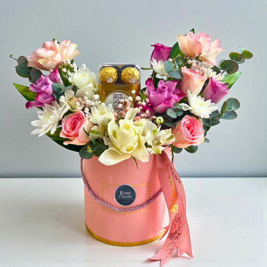 White Carnation   Pink Spray Rose Bouquet | Dubai Delivery