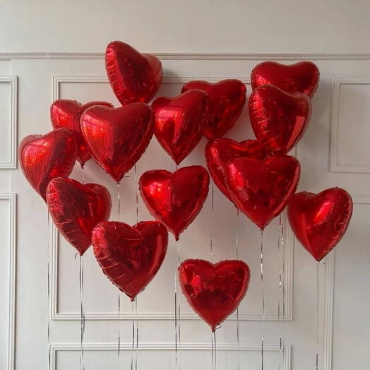 15 шаров в форме сердца 18 дюймов
