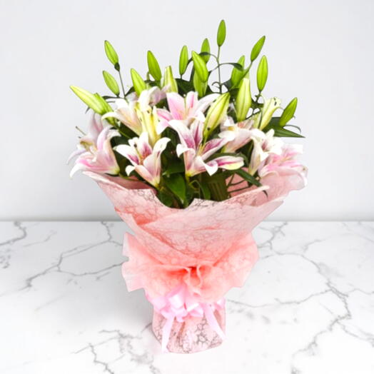 10 Pink Lilies Bouquet