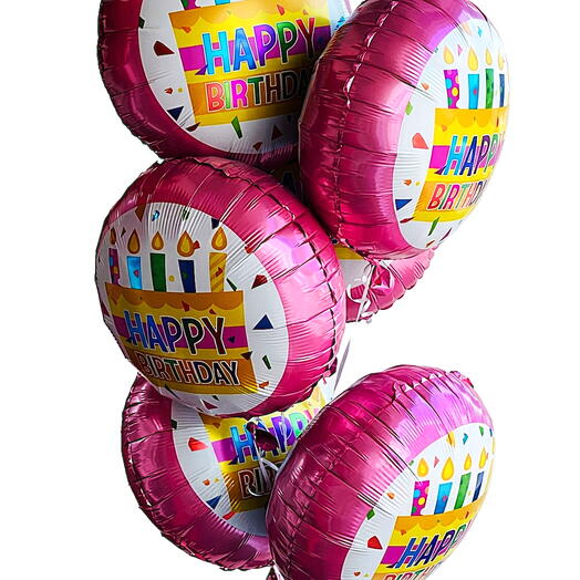 بالونات فويل "عيد ميلاد سعيد" - عبوة من 6 قطع