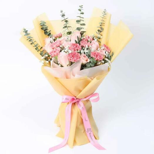 Sweet 21 Pink Roses and Carnations