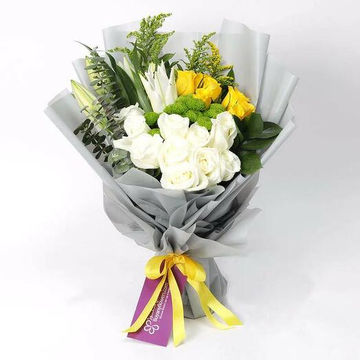 Цветочный букет со светящимися звёздами