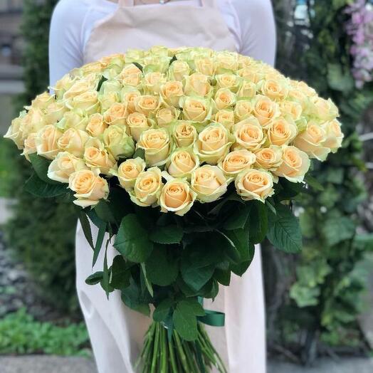 bouquet de 101 roses pêche