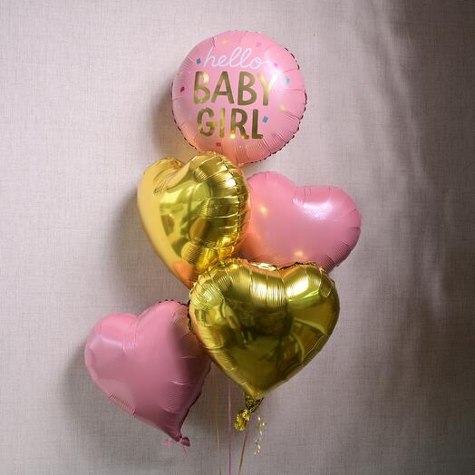 Розово-золотой набор воздушных шаров Привет, малышка  7018