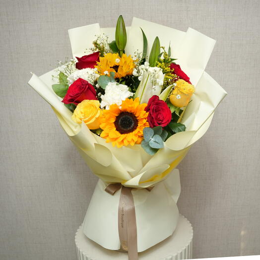 Roses, Lilies And Sunshine Mix Bouquet 7138