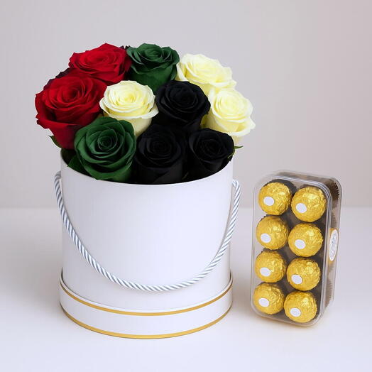 UAE Flag Roses Gift Box