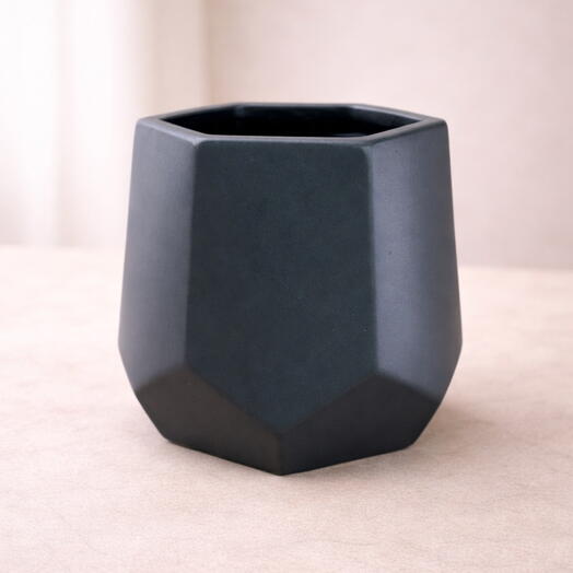 Obsidian Faceted Vase