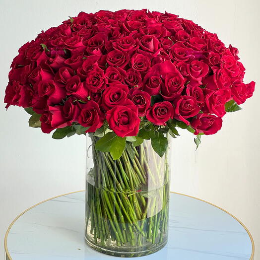 Vase Premium 200 Roses Rouges