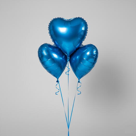 3 Blue Heart Foil Balloon – 18 Inch | Helium Filled - For Him