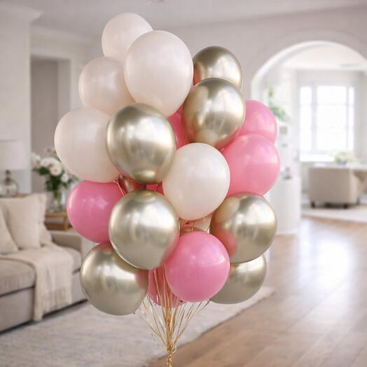 Ensemble de 21 ballons Royal Blush or blanc