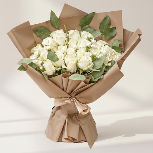 30 White Roses Luxury Bouquet