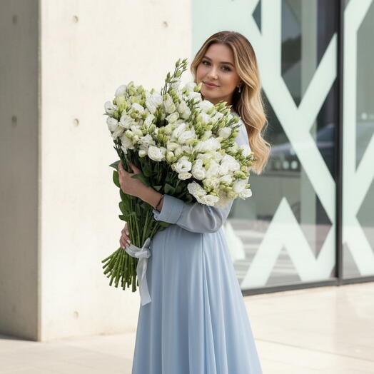 Bouquet de fleurs avec 41 eustomas blancs