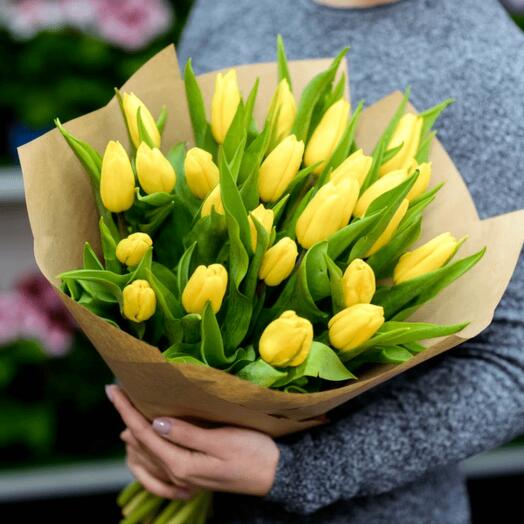Bouquet de 25 tulipes jaunes