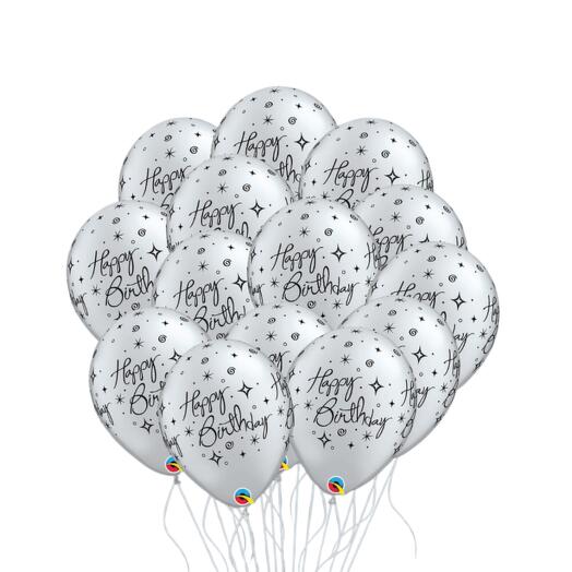 15 серебристых блестящих шаров