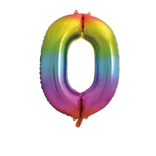 Giant Rainbow Number 0 Balloon