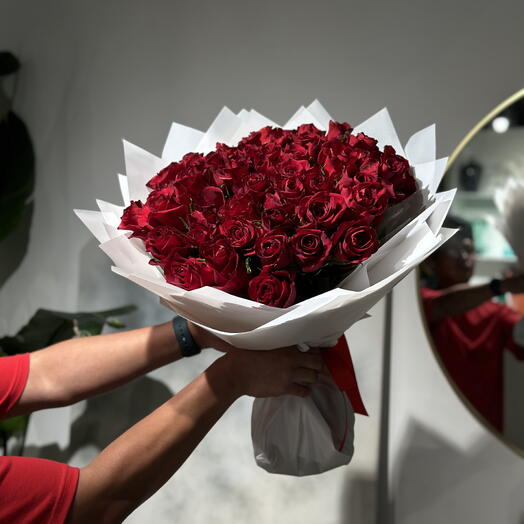 Womens Day 50 Red Roses -Flower Bouquet