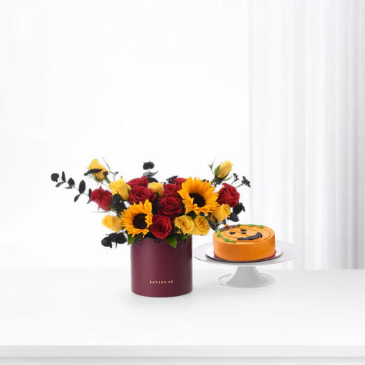 Фирменная коробка Crimson Sol Bloom с тортом Happy Jack