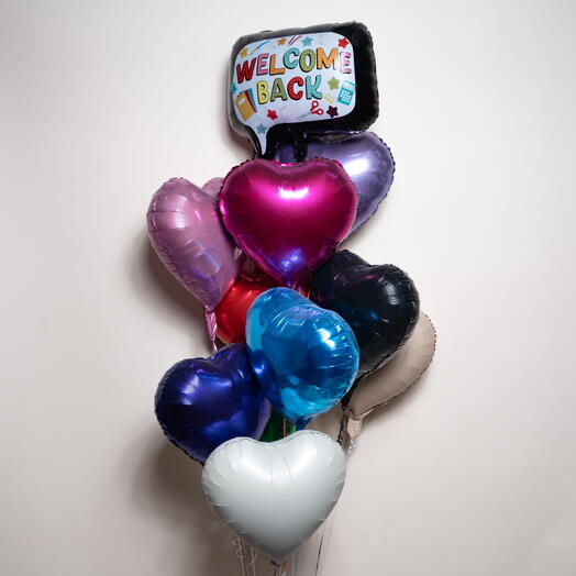 Colorful Welcome Back 10 Hearts Foil Balloon Set  7495
