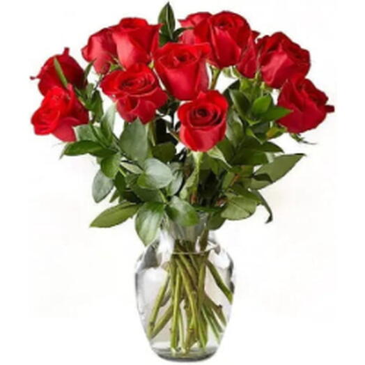 20 красных роз в маленьком горшочке