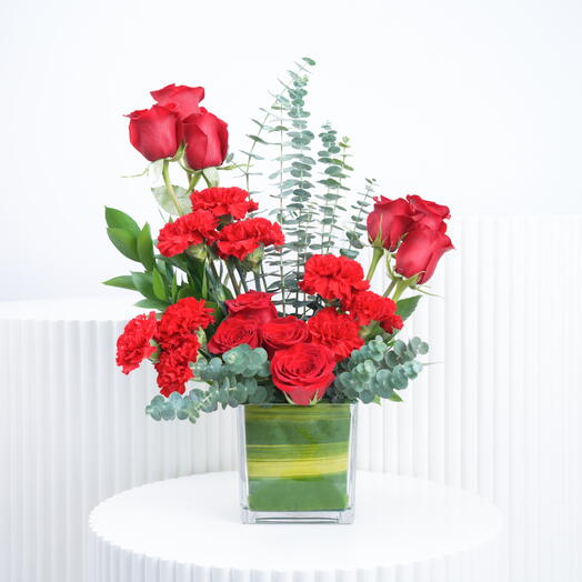 Eternal Red Roses and Carnations