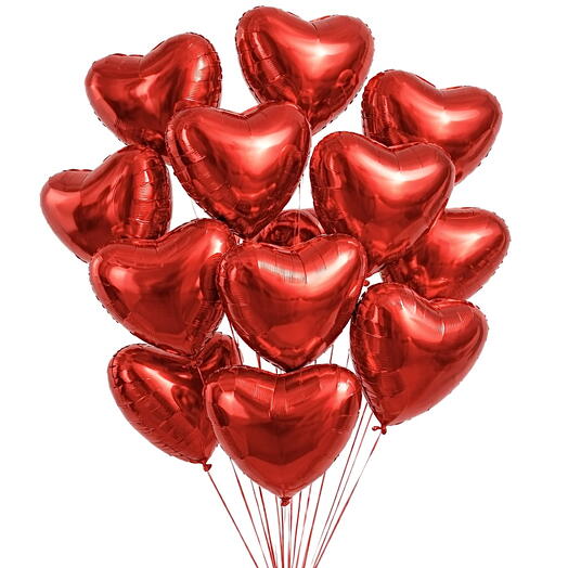 احتفال من القلب – 15 بالون فويل على شكل قلب أحمر
